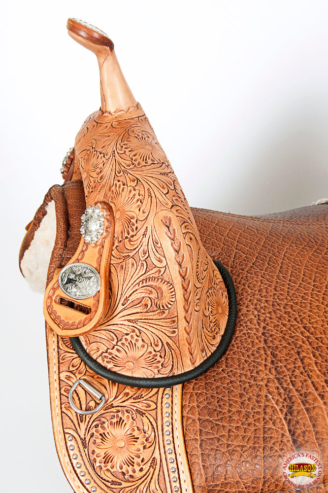 Hilason Western Trail Treeless Barrel Racing American Leather Saddle