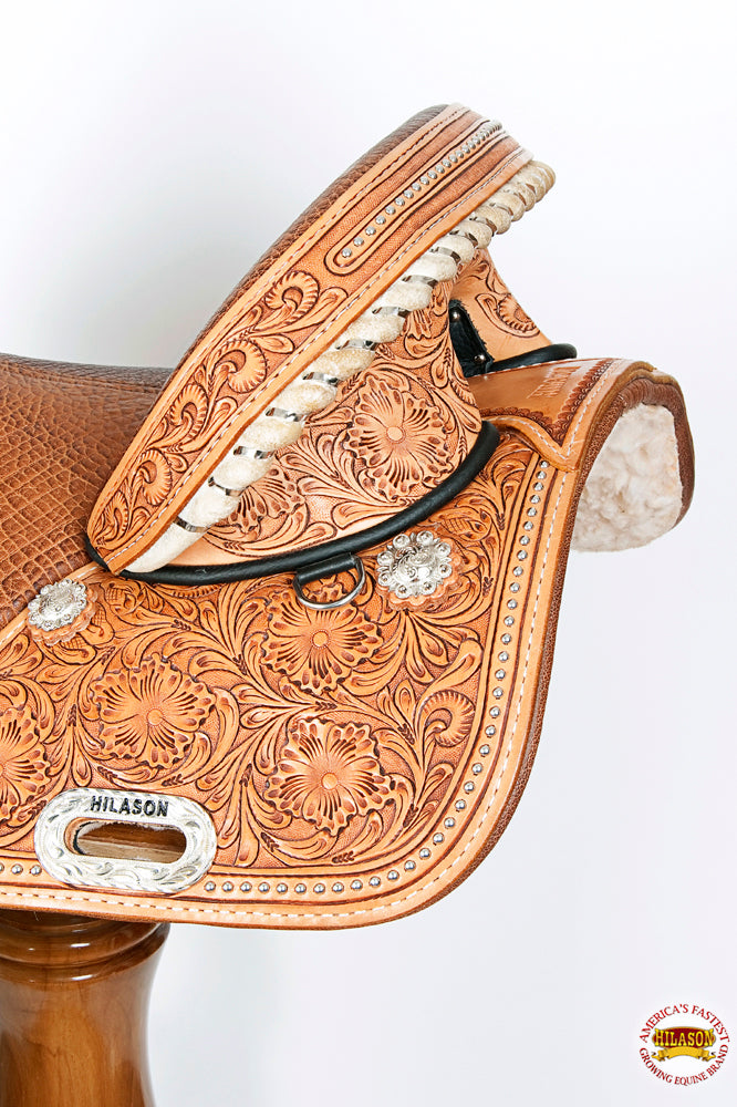 Hilason Western Trail Treeless Barrel Racing American Leather Saddle