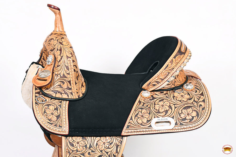 HILASON Western Horse Barrel Saddle Treeless American Leather Oiled | for Horses