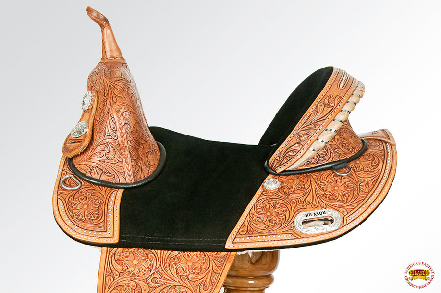 Hilason Western Trail Treeless Barrel Racing American Leather Saddle