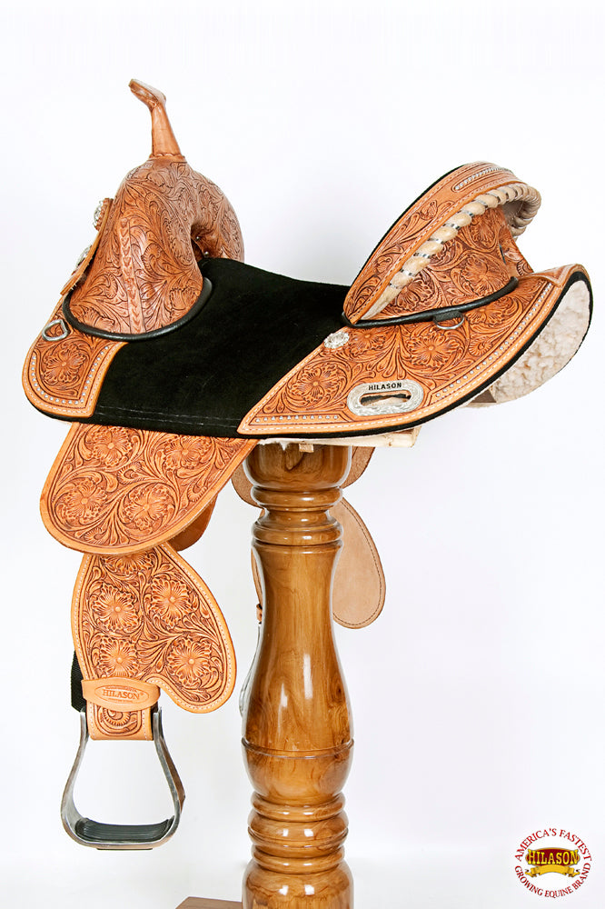 Hilason Western Trail Treeless Barrel Racing American Leather Saddle