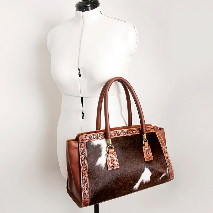 American Darling Tote Hand Tooled Hair on Genuine Leather Western Women Bag | Handbag Purse for Cute