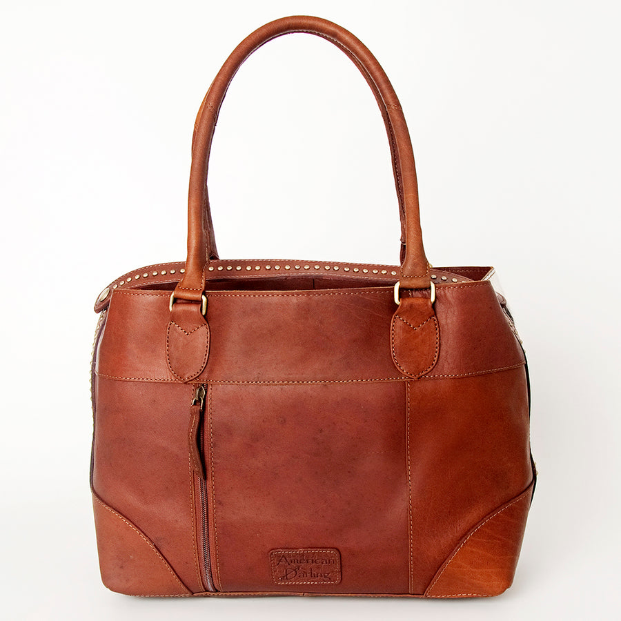 American Darling Tote Hand Tooled Hair on Genuine Leather Western Women Bag Handbag Purse | Travel Bags College Casual