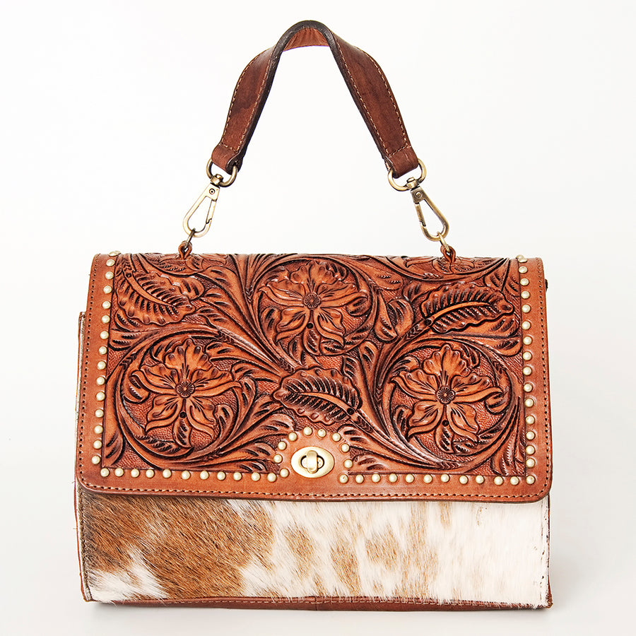 American Darling Hobo Hand Tooled Hair on Genuine Leather Western Women Bag Handbag Purse | Travel Bags College Casual