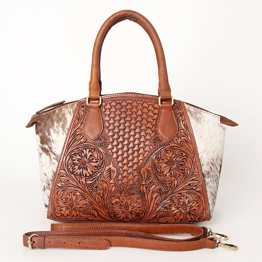 American Darling Tote Hand Tooled Hair on Genuine Leather Western Women Bag Handbag Purse | Travel Bags College Casual