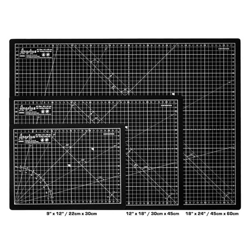 12 In X 18 Angelus Self Healing Cutting Mat Black