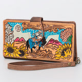 American Darling ADBGM103B Wristlet Hand Tooled Genuine Leather Women Bag Western Handbag Purse