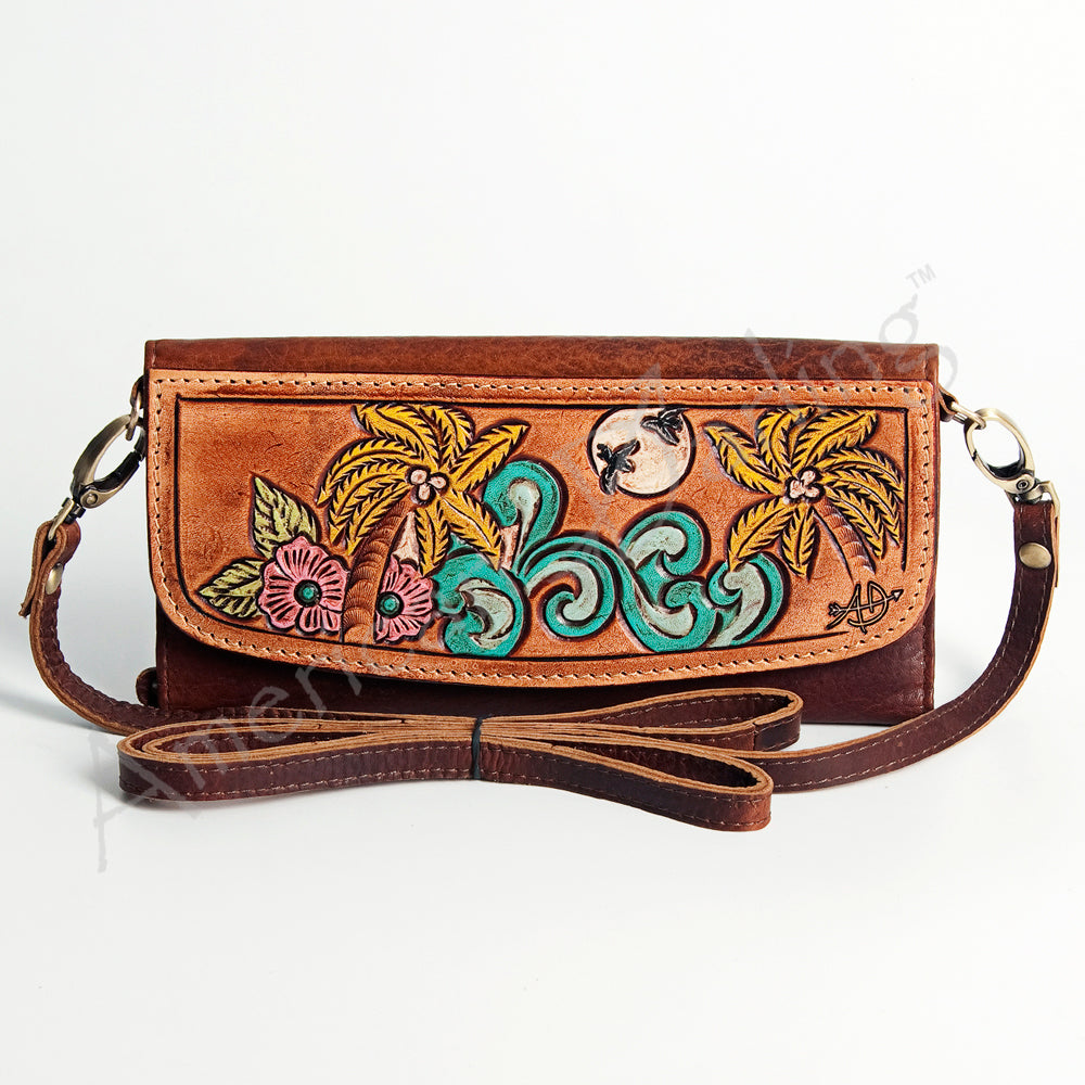 American Darling Wallet Hand Tooled Genuine Leather Western Women Bag | Handbag Purse Wristlet Travel Clutch