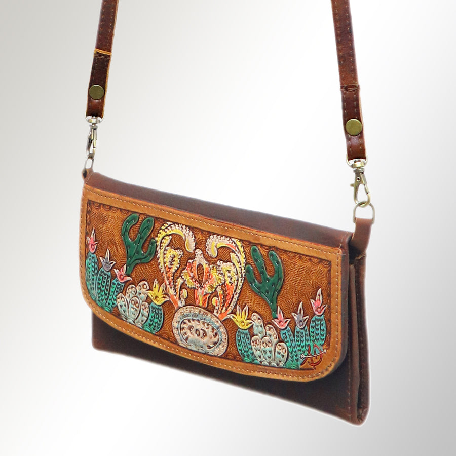 American Darling Wallet Hand Tooled Genuine Leather Western Women Bag | Handbag Purse Wristlet Travel Clutch - Uhorse