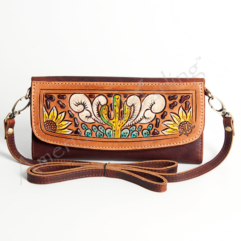 American Darling Wallet Hand Tooled Genuine Leather Western Women Bag | Handbag Purse Wristlet Travel Clutch
