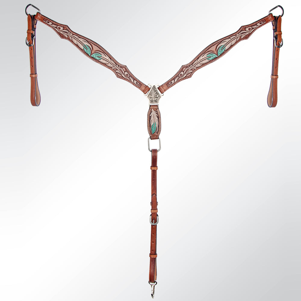 AMERICAN DARLING Western Horse Headstall Breast Collar Set Leather