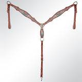 AMERICAN DARLING Western Horse Headstall Breast Collar Set Leather