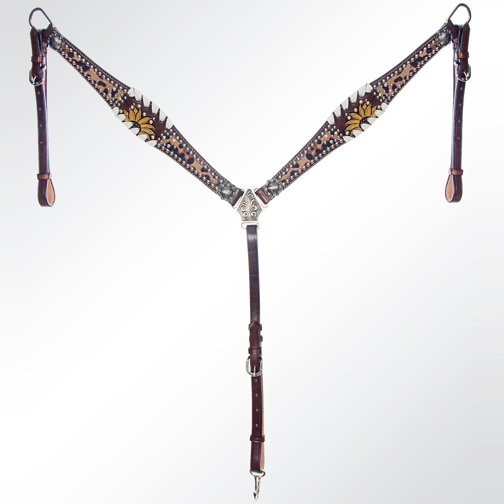 AMERICAN DARLING Western Horse Headstall Breast Collar Set Leather