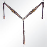 AMERICAN DARLING Western Horse Headstall Breast Collar Set Leather