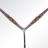 AMERICAN DARLING Western Horse Headstall Breast Collar Set Leather