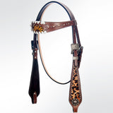 AMERICAN DARLING Western Horse Headstall Breast Collar Set Leather