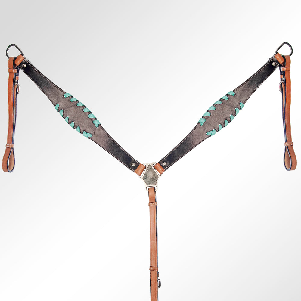 AMERICAN DARLING Western Horse Headstall Breast Collar Set Leather