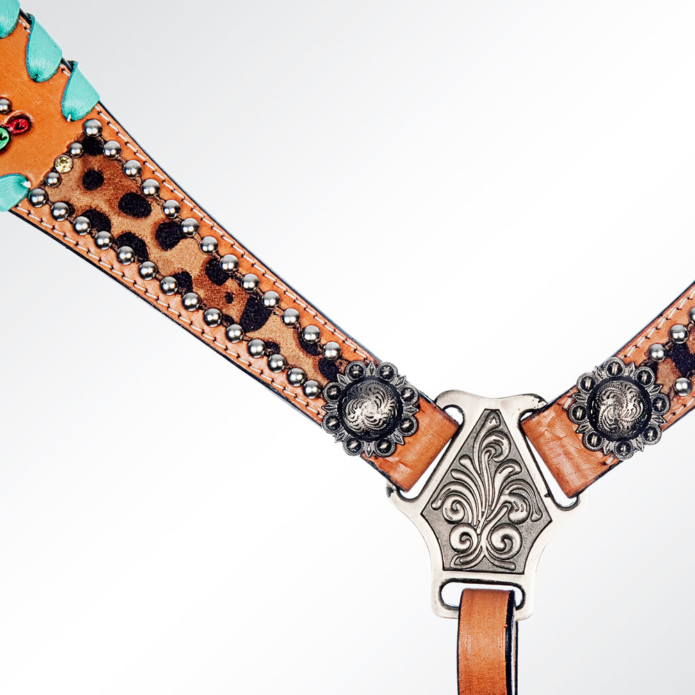 AMERICAN DARLING Western Horse Headstall Breast Collar Set Leather