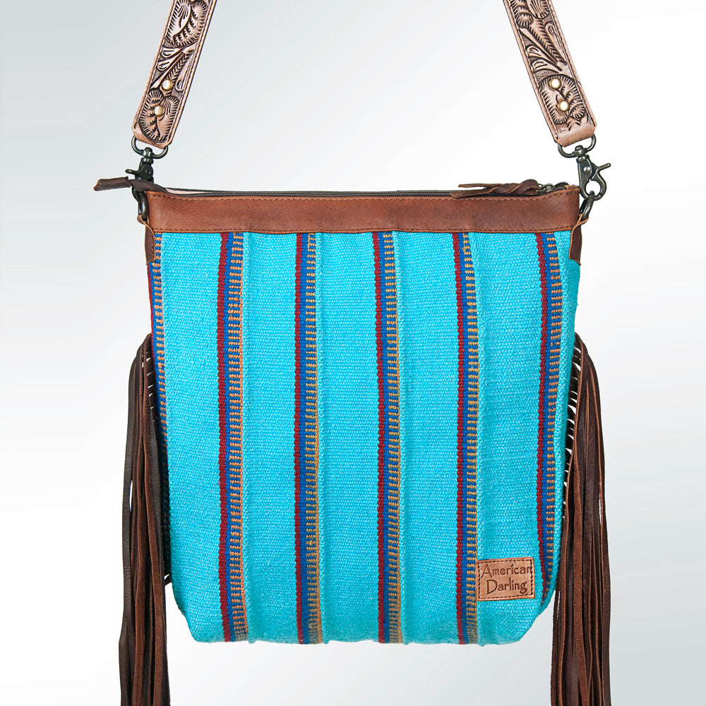 American Darling GIBGX223 Signature Crossbody Hand Tooled Saddle Blanket Genuine Leather Women Bag Western Handbag Purse