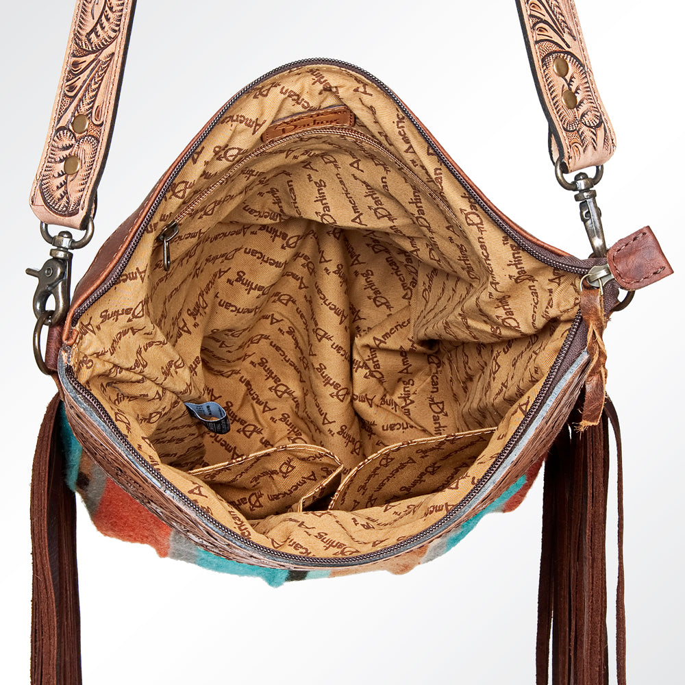 American Darling GIBGX215 Signature Crossbody Hand Tooled Saddle Blanket Genuine Leather Women Bag Western Handbag Purse