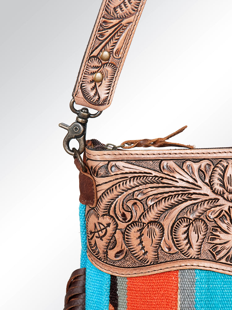 American Darling GIBGX215 Signature Crossbody Hand Tooled Saddle Blanket Genuine Leather Women Bag Western Handbag Purse