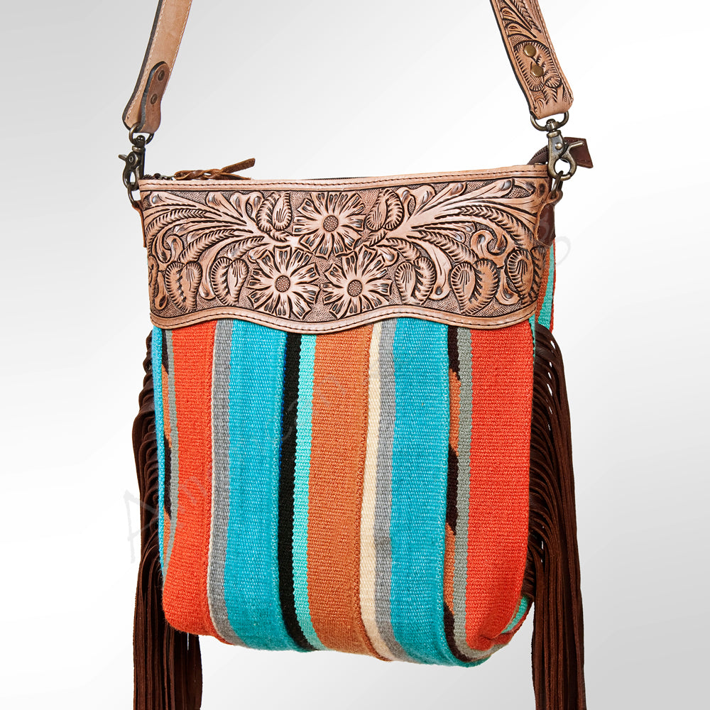 American Darling GIBGX215 Signature Crossbody Hand Tooled Saddle Blanket Genuine Leather Women Bag Western Handbag Purse