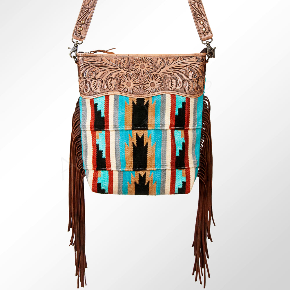 American Darling GIBGX218 Signature Crossbody Hand Tooled Saddle Blanket Genuine Leather Women Bag Western Handbag Purse