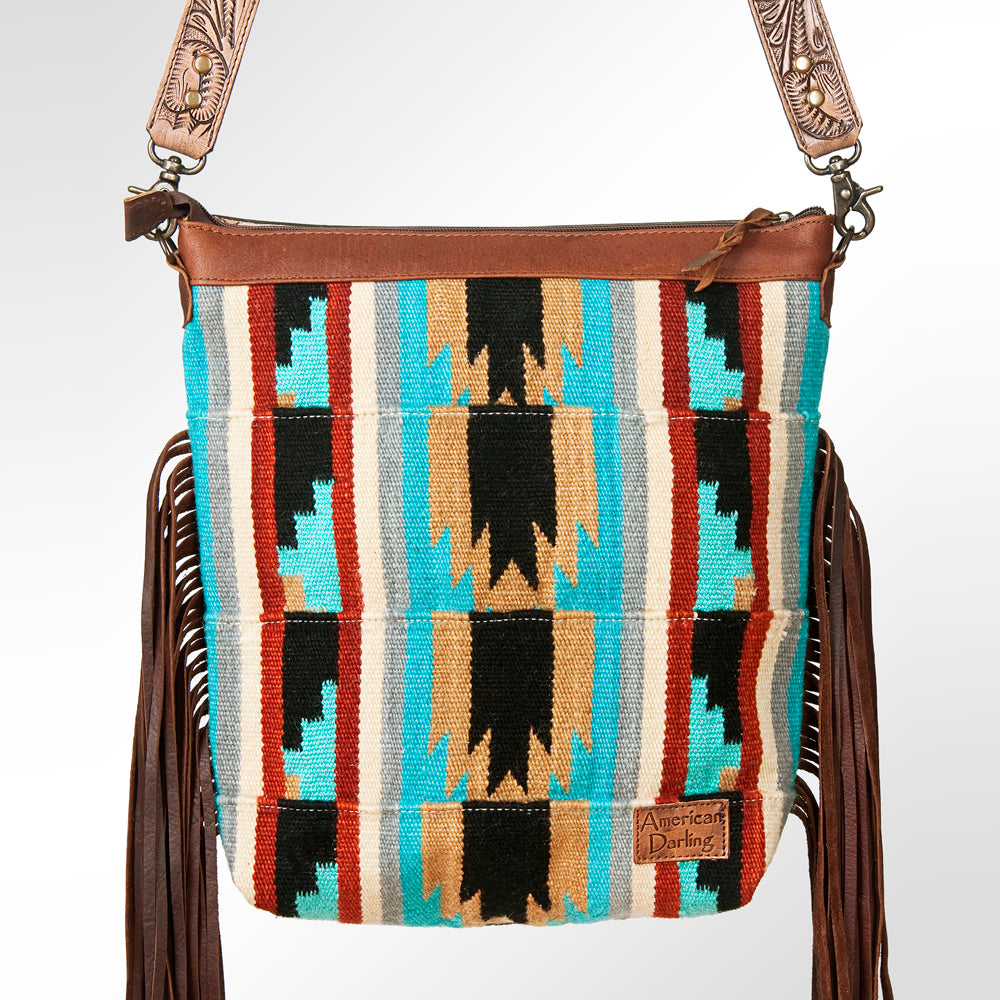 American Darling GIBGX218 Signature Crossbody Hand Tooled Saddle Blanket Genuine Leather Women Bag Western Handbag Purse