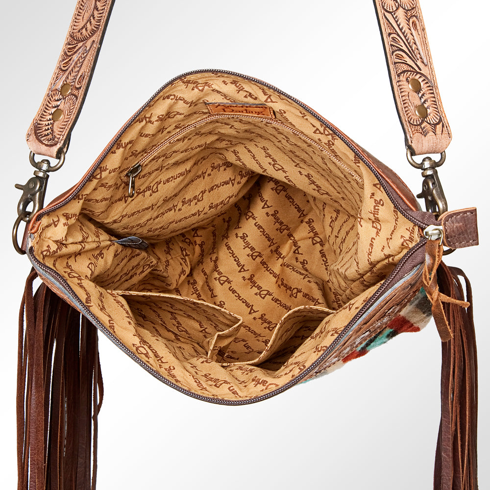 American Darling GIBGX218 Signature Crossbody Hand Tooled Saddle Blanket Genuine Leather Women Bag Western Handbag Purse