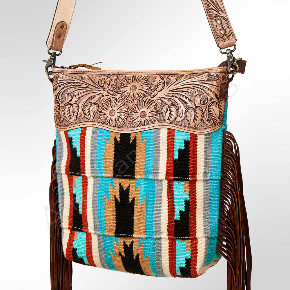 American Darling GIBGX218 Signature Crossbody Hand Tooled Saddle Blanket Genuine Leather Women Bag Western Handbag Purse