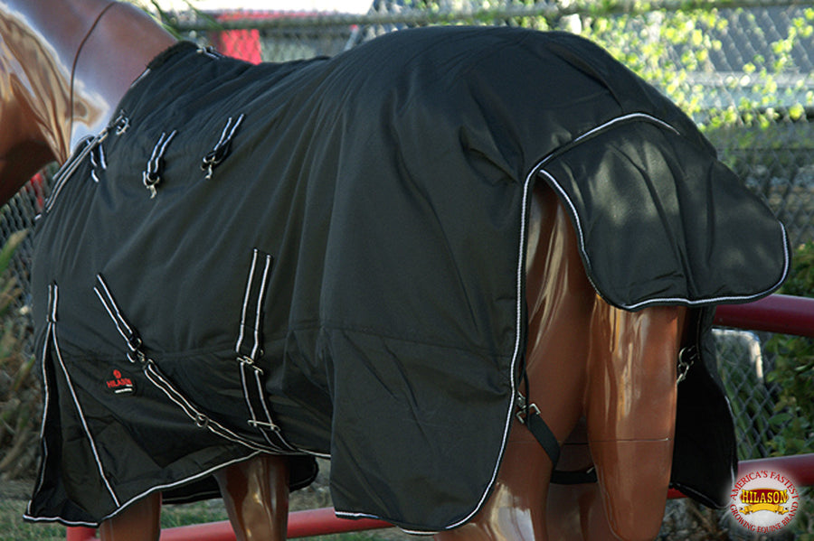 HILASON 1200D Winter Waterproof Poly Horse Blanket Belly Wrap Black | Turnout Blankets for Horses