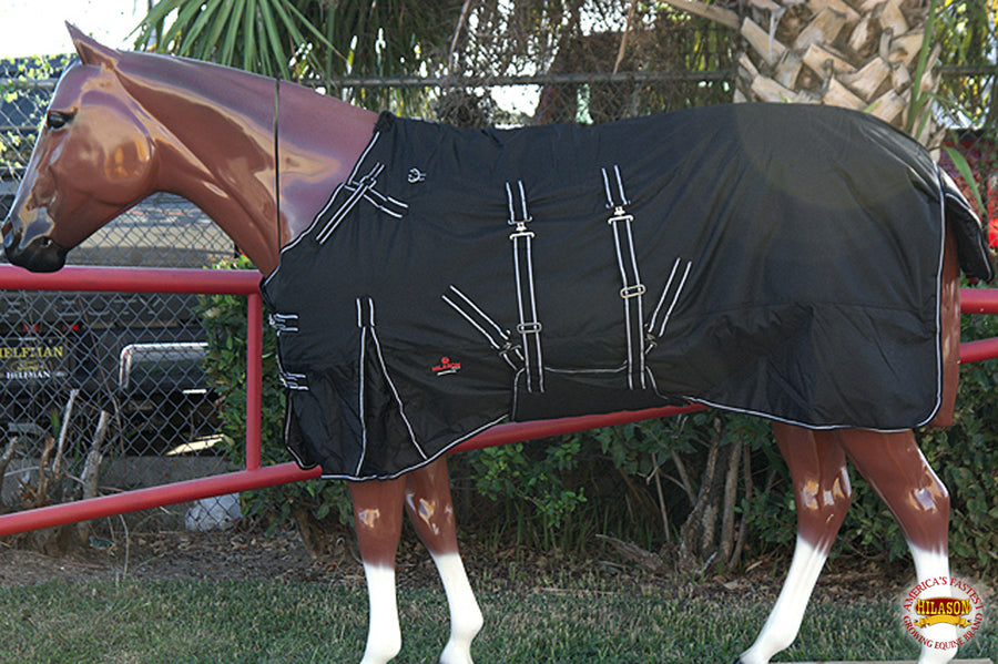 HILASON 1200D Winter Waterproof Poly Horse Blanket Belly Wrap Black | Turnout Blankets for Horses