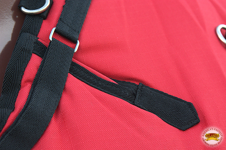 HILASON 1200D Winter Waterproof Poly Horse Turnout Blanket Belly Wrap Red