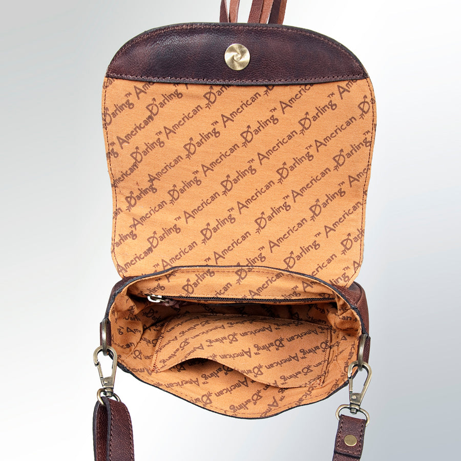 American Darling Cross Body Hand Tooled Hair on- Genuine Leather Western Women Bag Handbag Purse | Crossbody for Cute