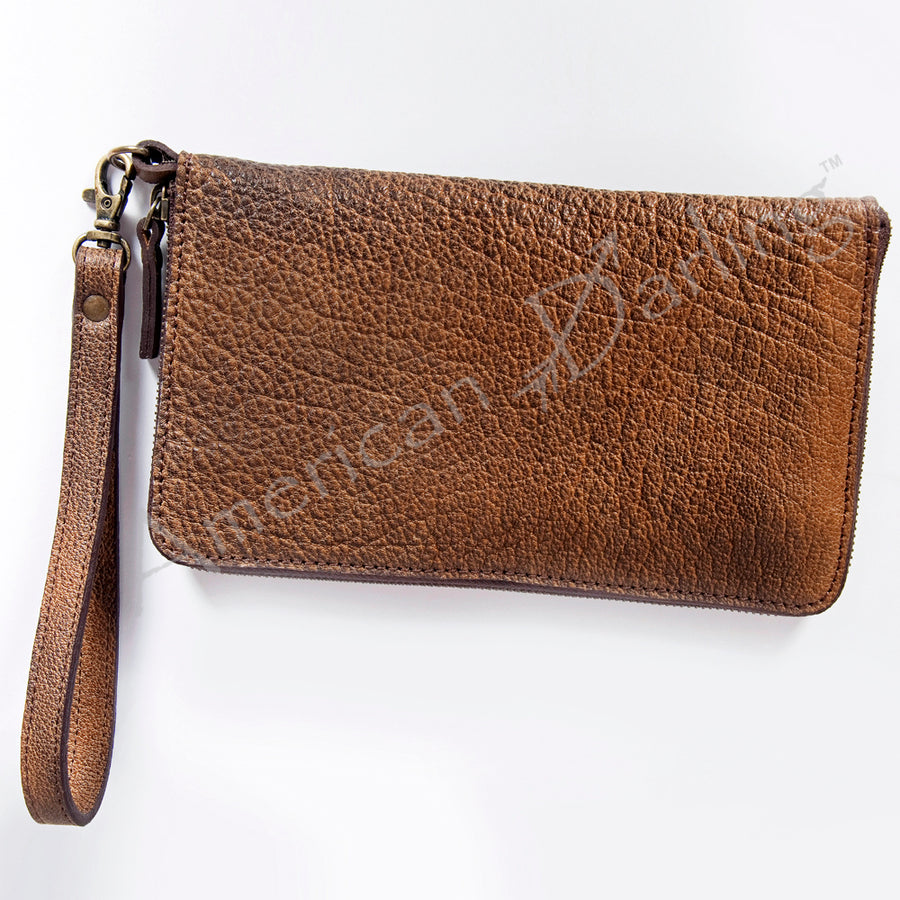 American Darling Wristlet Full Grain Genuine Leather Women Bag Western Handbag Purse | Travel Clutch