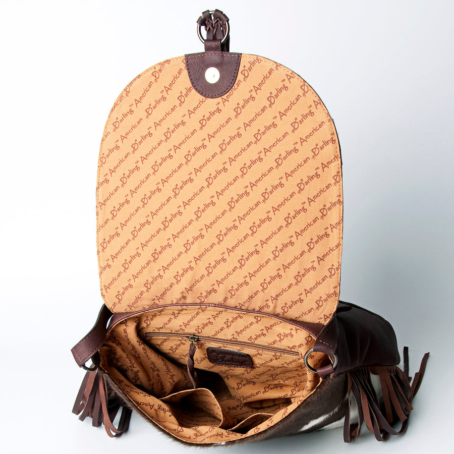 American Darling Messenger Hand Tooled Hair On Genuine Leather Western Women Bag Handbag Purse