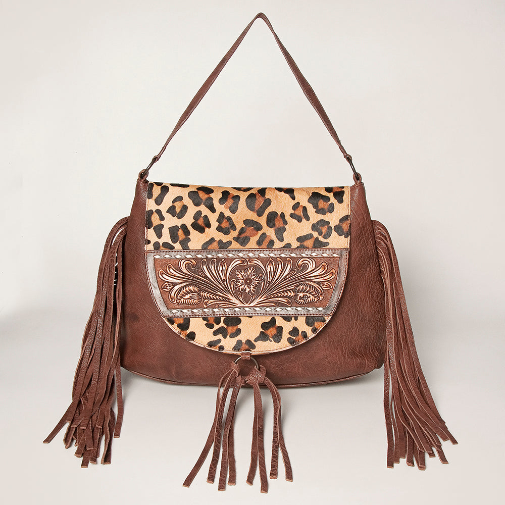 American Darling Messenger Hand Tooled Hair On Genuine Leather Western Women Bag Handbag Purse |