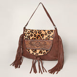 American Darling Messenger Hand Tooled Hair On Genuine Leather Western Women Bag Handbag Purse |