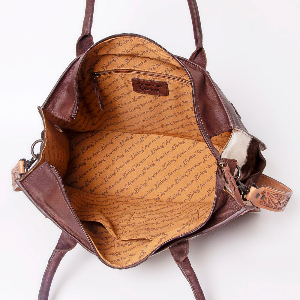 American Darling Tote Hair-On Hand Tooled Genuine Leather Western Women Bag Handbag Purse | Travel Bags College Casual