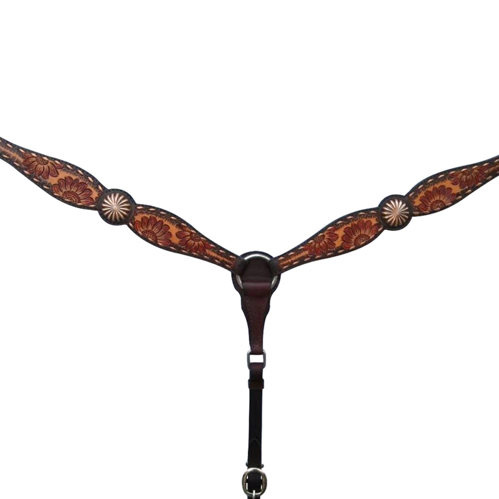 Bar H Equine American Leather Horse Saddle Tack One Ear Headstall | Breast Collar Browband Wither Strap Set for Horses BER112
