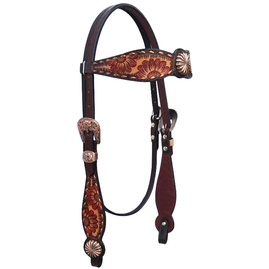 Bar H Equine American Leather Horse Saddle Tack Headstall | Browband Western for Horses - Uhorse