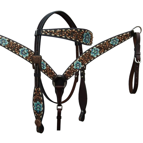 HILASON Western Horse Headstall Breast Collar Split Rein
