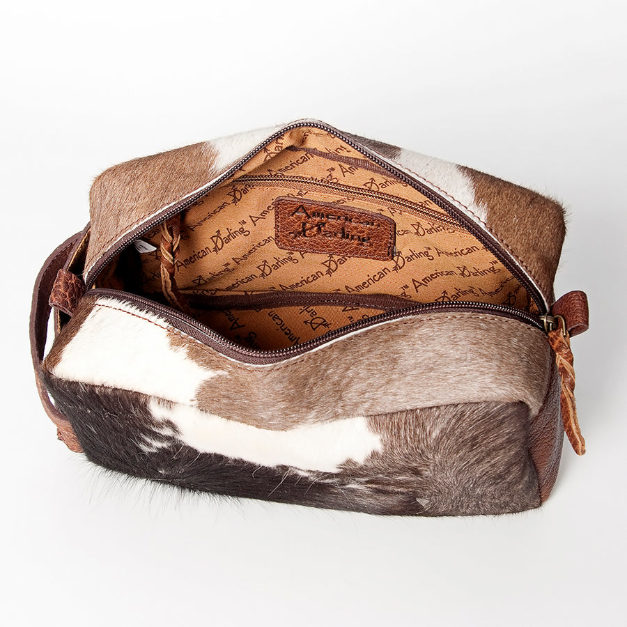 American Darling Toiletry Hair on Genuine Leather Western Women Bag | Handbag Wristlet Travel Clutch