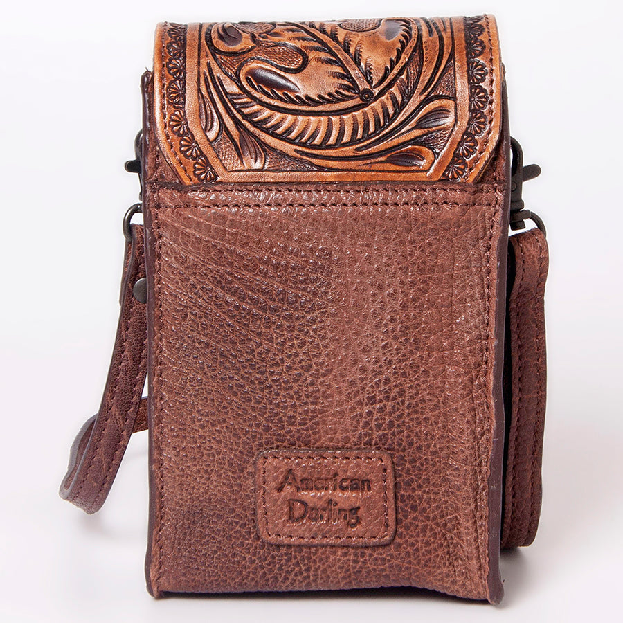 American Darling Cell Phone Holder Hand Tooled Hair-On Genuine Leather Women Bag Western Handbag Purse | Case