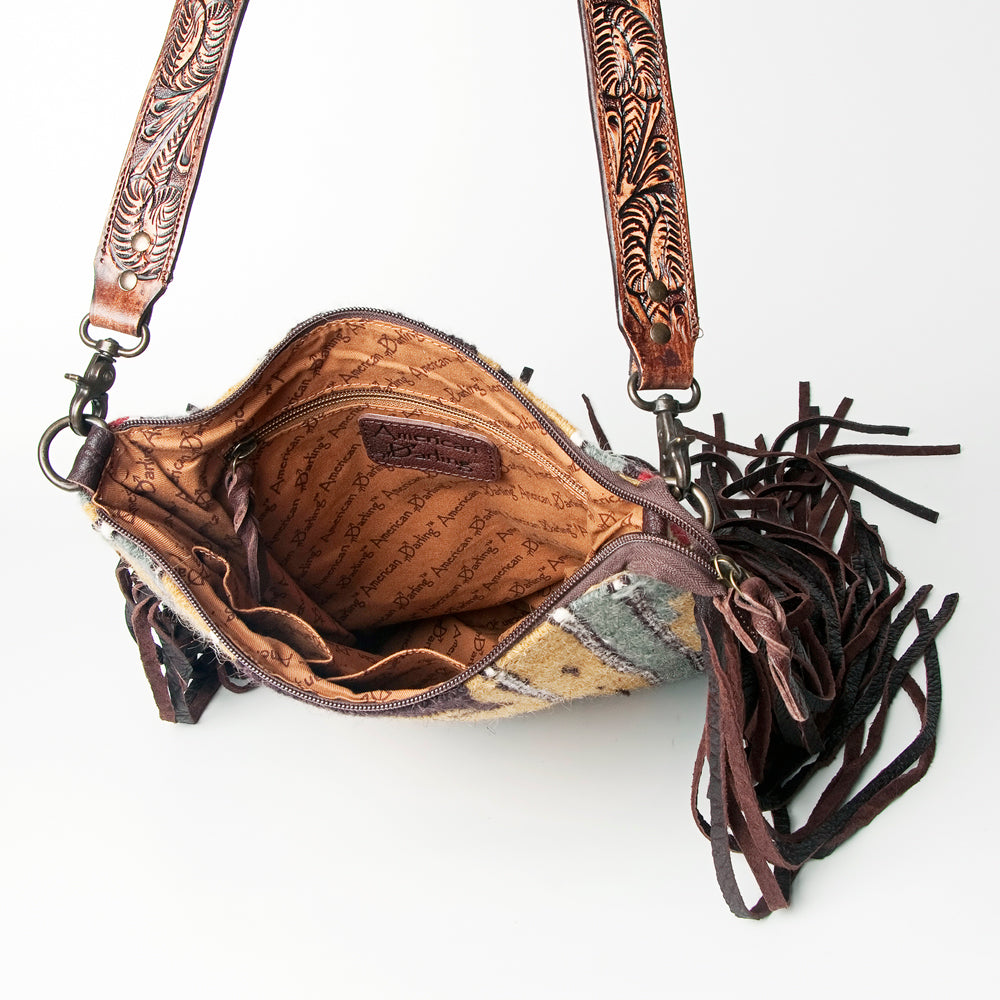 American Darling Cross Body Saddle Blanket Fabric Leather Western Women Bag Handbag Purse Crossbody Travel Bags College