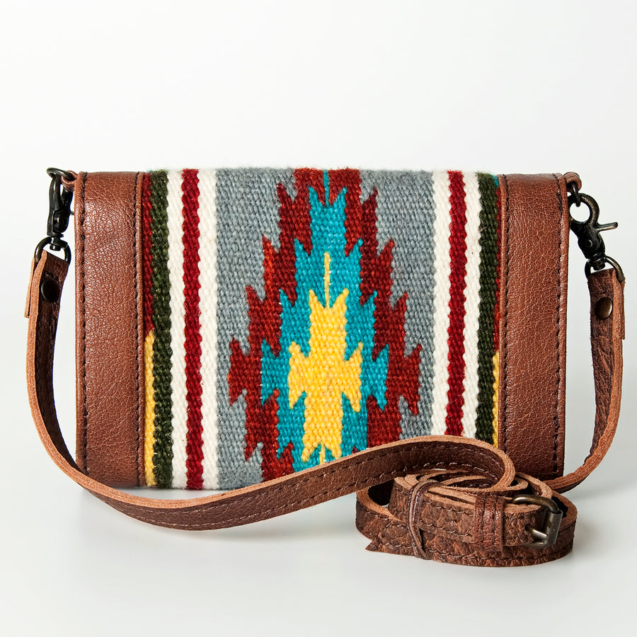 American Darling Envelope Bag, Hand Woven Saddle Blanket & Vegetable-Tanned Leather, Western Small Crossbody Purse