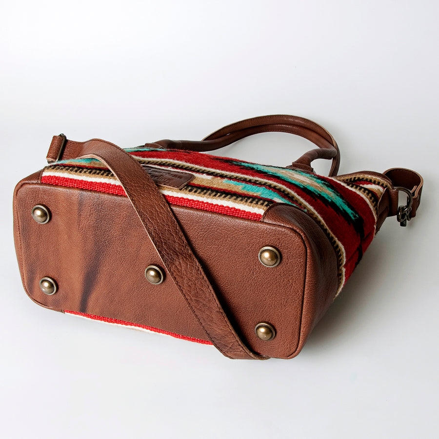 American Darling Tote Bag, Hand Woven Saddle Blanket & Vegetable-Tanned Leather, Western Large Shoulder Purse