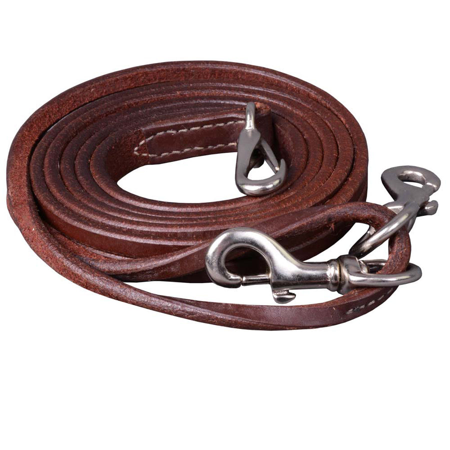 3/4 In X 7 Ft HILASON American Leather Draw Roper Roping Reins Nickel by Hilason – Cowboy and equestrian accessories