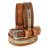 HILASON Western Genuine Leather Belt for Handmade Unisex Full Grain Heavy Duty Engraved Buckle Belt Tan
