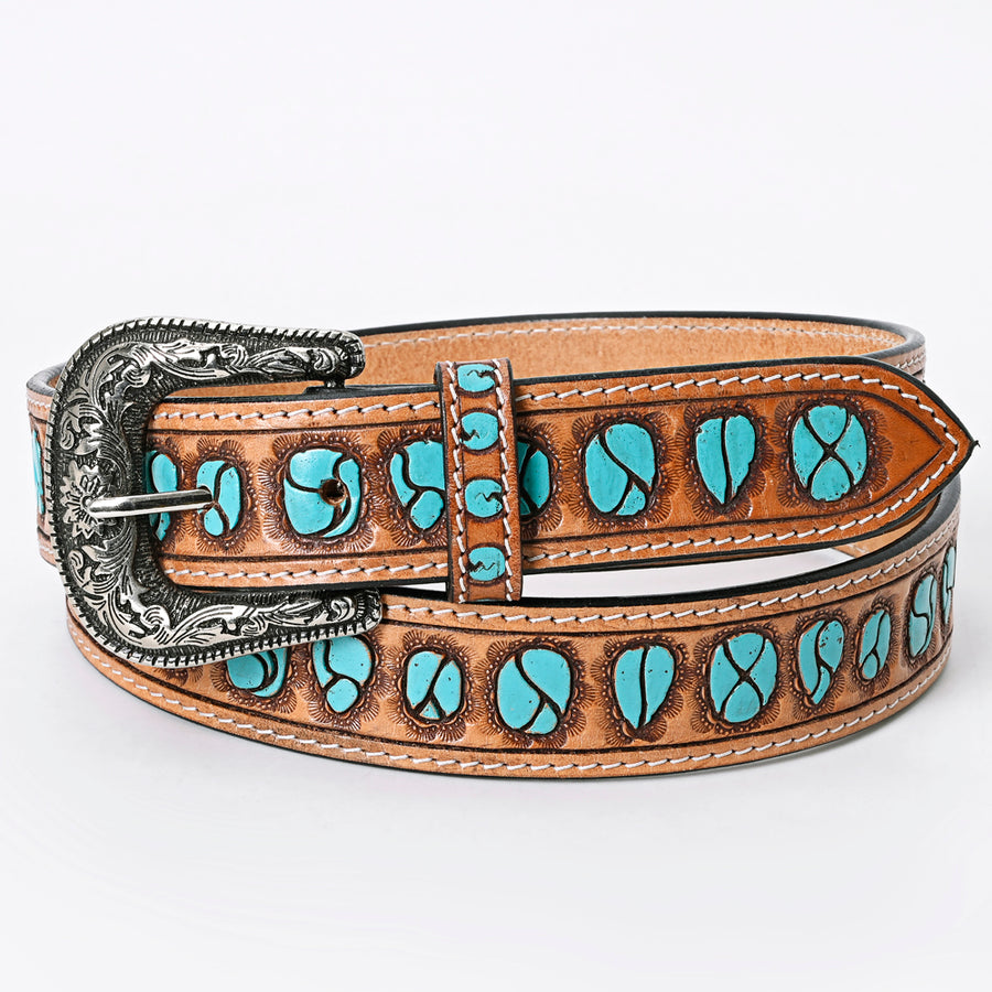 American Darling Beautifully Hand Tooled Tan Genuine Leather Belt Men and Women Western with Removable Buckle